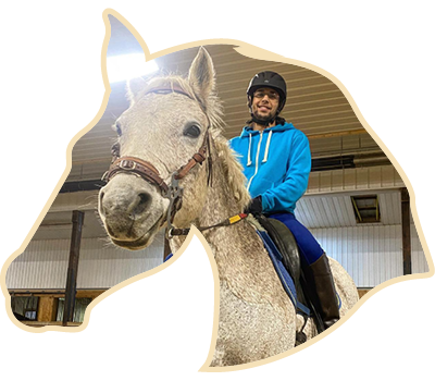 a man riding a horse